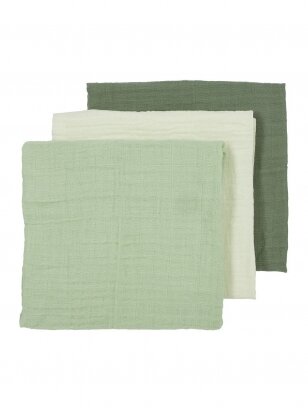 Gauze (muslin) diaper set, 3pcs., 70x70, Meyco Baby uni offw/softgreen/forestgreen