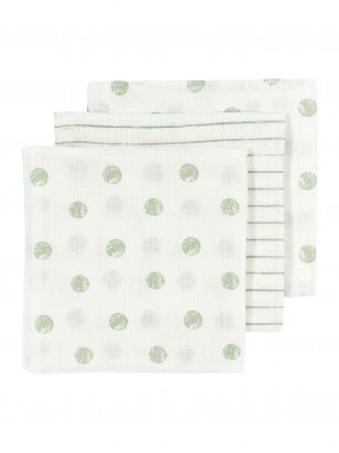 Gauze (muslin) diaper set, 3pcs., 70x70, Meyco Baby dot stripe seagreen