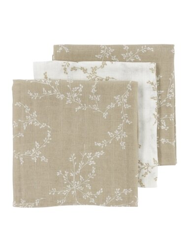 Gauze (muslin) diaper set, 3pcs., 70x70 Meyco Baby (Branches sand)