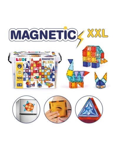Magnētiskais konstruktoru komplekts XXL, 100 detaļas, LUDI 2