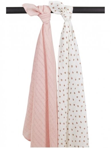 Gauze (muslin) diaper set, 2pcs.,120x120, Meyco Baby (Mini Panther Soft Pink) Gauze (muslin) diaper set, 2pcs.,120x120, Meyco Baby (Mini Panther Soft Pink)
