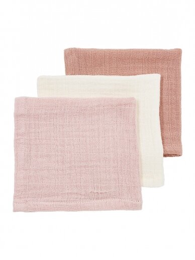Muslin diapers set, 3 pcs. 30x30, Meyco Baby  soft rose/rose/naturel
