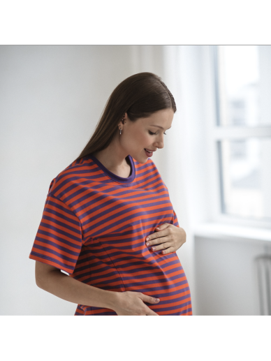 Maternity & Nursing T-Shirt Mamahood (Purple-Orange Stripes) 2 Maternity & Nursing T-Shirt Mamahood (Purple-Orange Stripes) 2