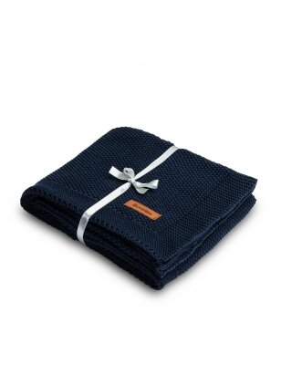 Knitted Blanket, 80x100, by Sensillo (navy blue)