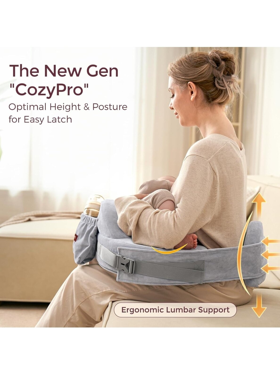Momcozy cozypro barošanas spilvens, pelēks 4