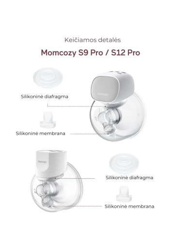 Silikona membrāna un vārsts piena pumpjiem S9 Pro, S12 Pro Momcozy Silikona membrāna un vārsts piena pumpjiem S9 Pro, S12 Pro Momcozy