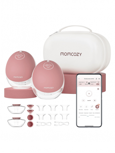 Viedais pārnēsājamais krūts piena pumpis Momcozy M9, 2gab. (rozā)