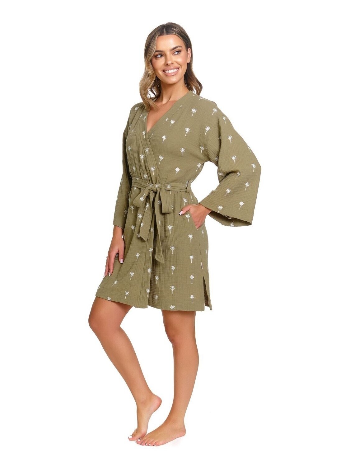 Muslin maternity robe DN, Palmtree 2