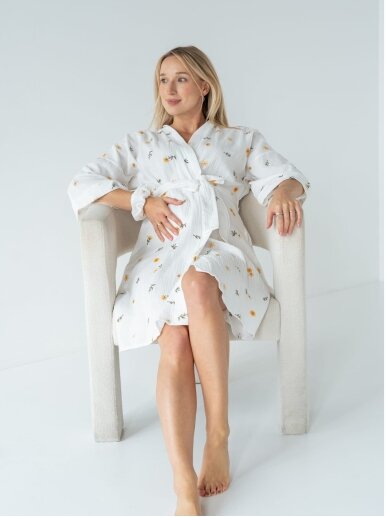 Muslin maternity robe Latte mama (Balta)