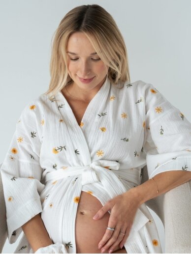 Muslin maternity robe Latte mama (Balta) 3 Muslin maternity robe Latte mama (Balta) 3