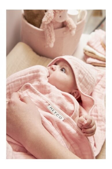 Muslīna zīdaiņu dvielis ar kapuci, 80x80, Meyco Baby, Soft pink 1