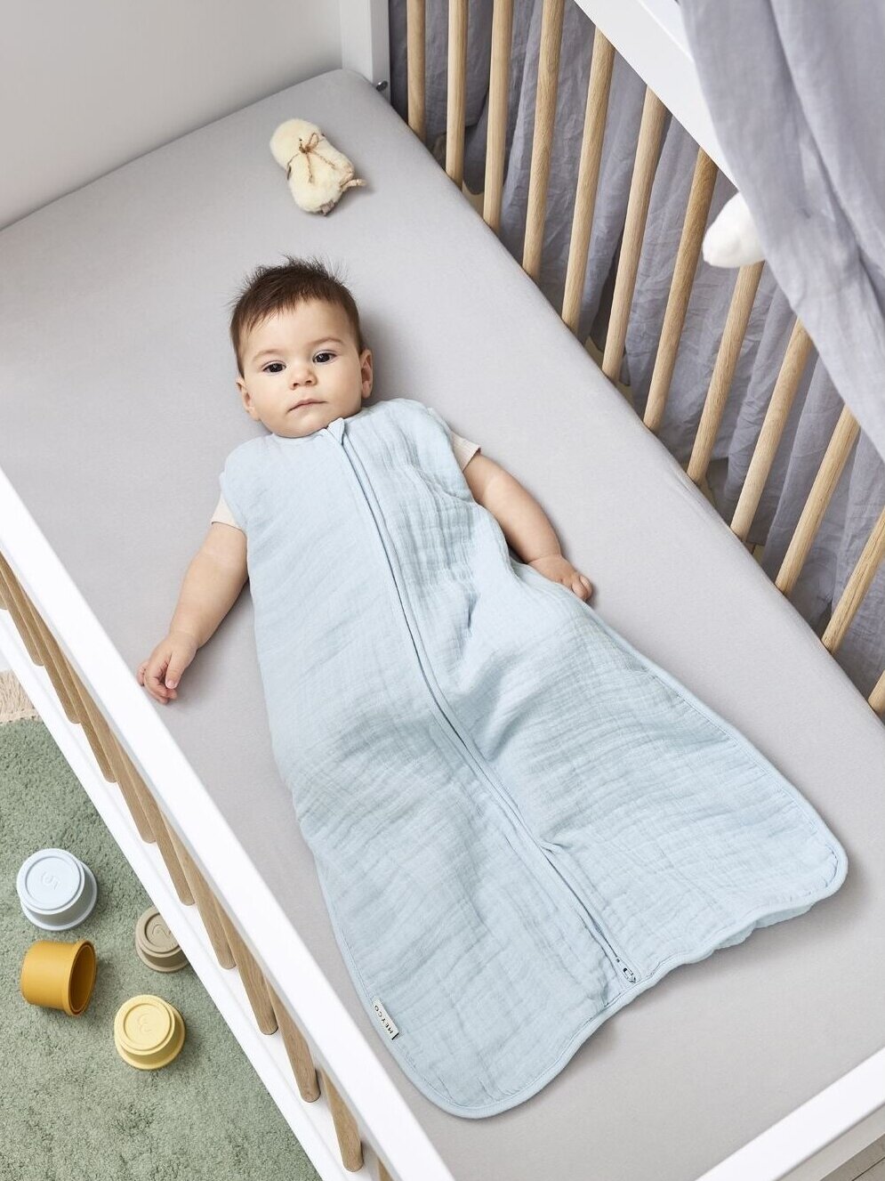 Muslin sleeping bag, TOG 0.5, 70cm, Meyco Baby uni grey blue 2