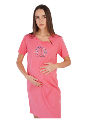 Maternity breastfeeding nightdress, Happy Hedgehog, by Vienetta (pink)