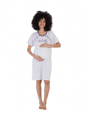 Nightwear for breastfeeding „Be Healthy“ by Vienetta (white with dots)
