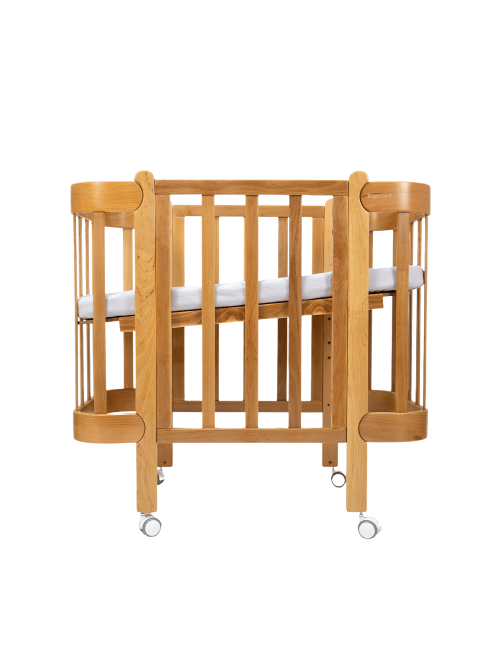 Oval convertible baby crib NIKA 5in1, Ingvart (White) (Kopija) Oval convertible baby crib NIKA 5in1, Ingvart (White) (Kopija)