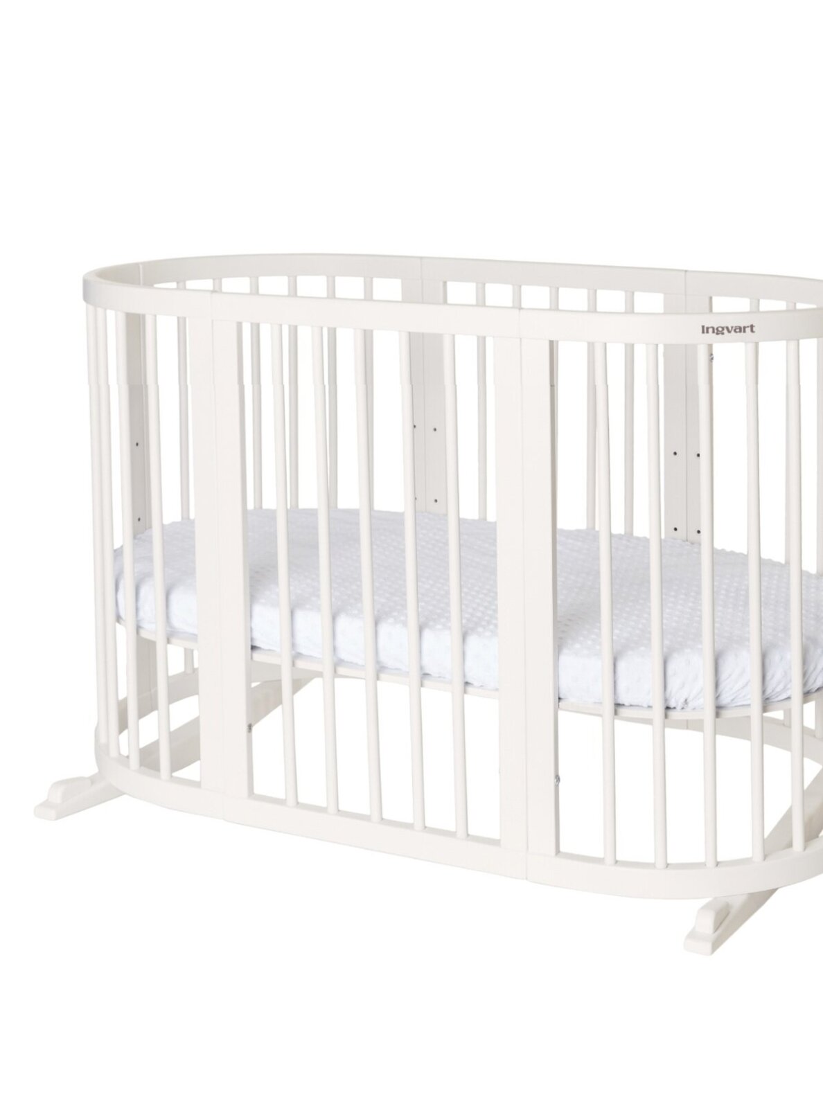 Oval convertible baby crib 9in1 Smart, Ingvart (Milky)