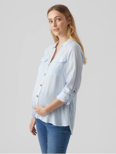 Blūze grūtniecēm VMMBUMPLY, Vero Moda (White/blue) Blūze grūtniecēm VMMBUMPLY, Vero Moda (White/blue)