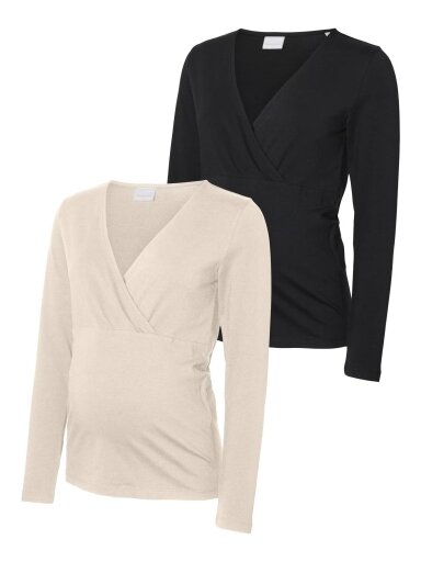 Blūze grūtniecēm MLKERRIE, 2gab., Mama.licious (Black/Beige)