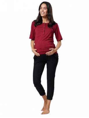 Maternity Nursing Pyjamas/ Loungewear by CC (burgundy, black)