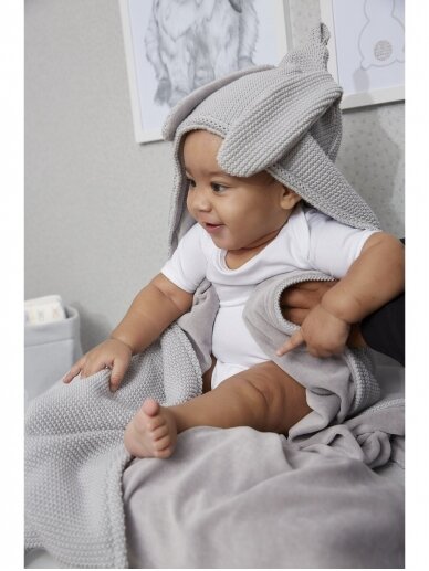 Blanket with hood 90x90cm, Meyco Baby (Silver Rabbit) 3