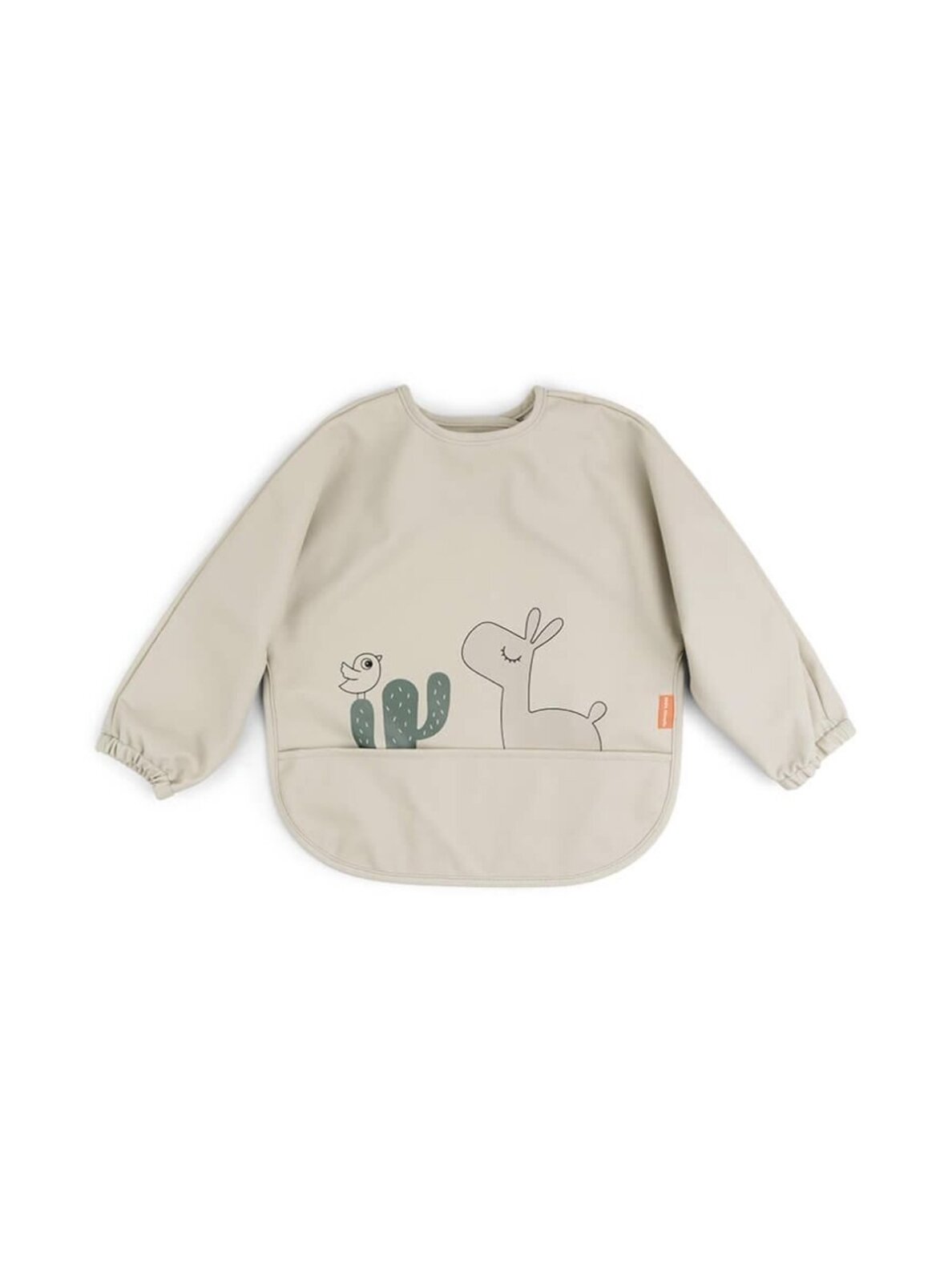 Sleeved pocket bib, Done by Deer (Deer Friends Sand) Sleeved pocket bib, Done by Deer (Deer Friends Sand)
