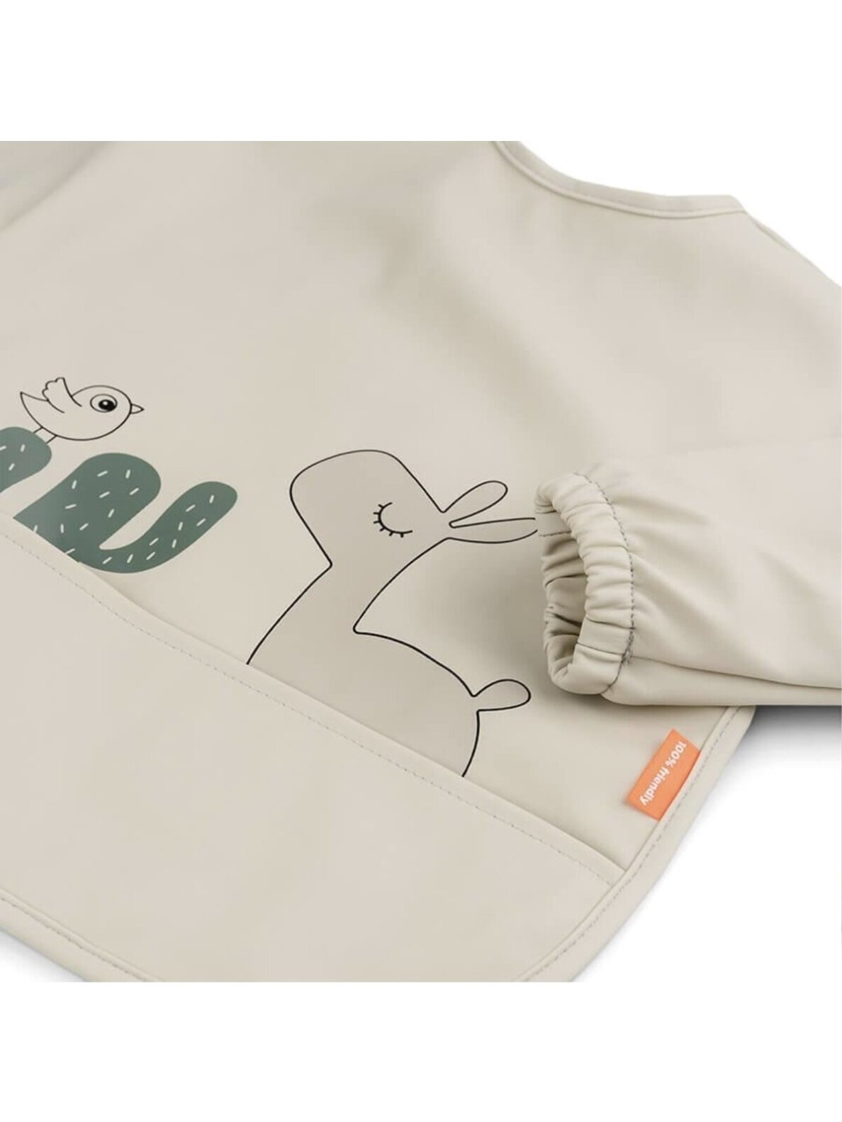 Sleeved pocket bib, Done by Deer (Deer Friends Sand) 1 Sleeved pocket bib, Done by Deer (Deer Friends Sand) 1