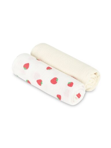 Sensillo muslin squares Strawberry Cream, 60x75 cm, 2 pcs Sensillo muslin squares Strawberry Cream, 60x75 cm, 2 pcs