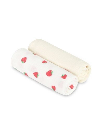 Sensillo muslin squares Strawberry Cream, 60x75 cm, 2 pcs Sensillo muslin squares Strawberry Cream, 60x75 cm, 2 pcs