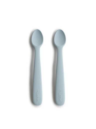 Silikona karotīšu komplekts Mushie Powder blue , 2 gab.