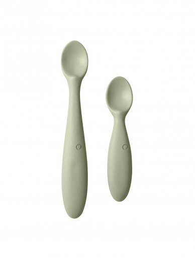 Set of silicone spoons, 2 pcs., Bibs (Sage) Set of silicone spoons, 2 pcs., Bibs (Sage)