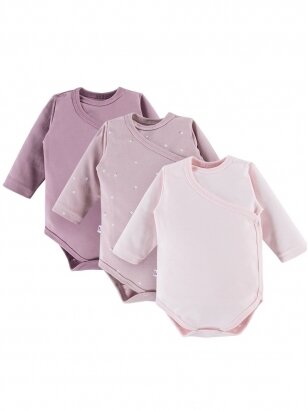 Long sleeve bodysuits, Good Day, 3 pcs, by EEVI (pink/purple)