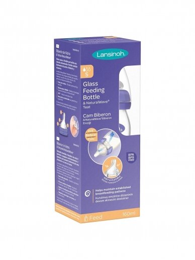 Stikla barošanas pudele Lansinoh® 160 ml 2 Stikla barošanas pudele Lansinoh® 160 ml 2