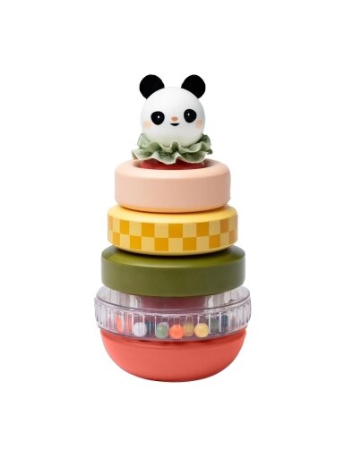Taf Toys sakrāmējams gredzenu tornis ar pandu Taf Toys sakrāmējams gredzenu tornis ar pandu