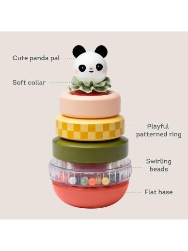 Taf Toys sakrāmējams gredzenu tornis ar pandu 2 Taf Toys sakrāmējams gredzenu tornis ar pandu 2