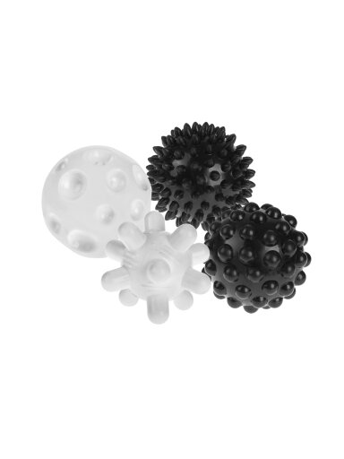 Tullo attīstošās sensorās bumbiņas zīdaiņiem, 4 gab., melnbaltas, 6–7 cm