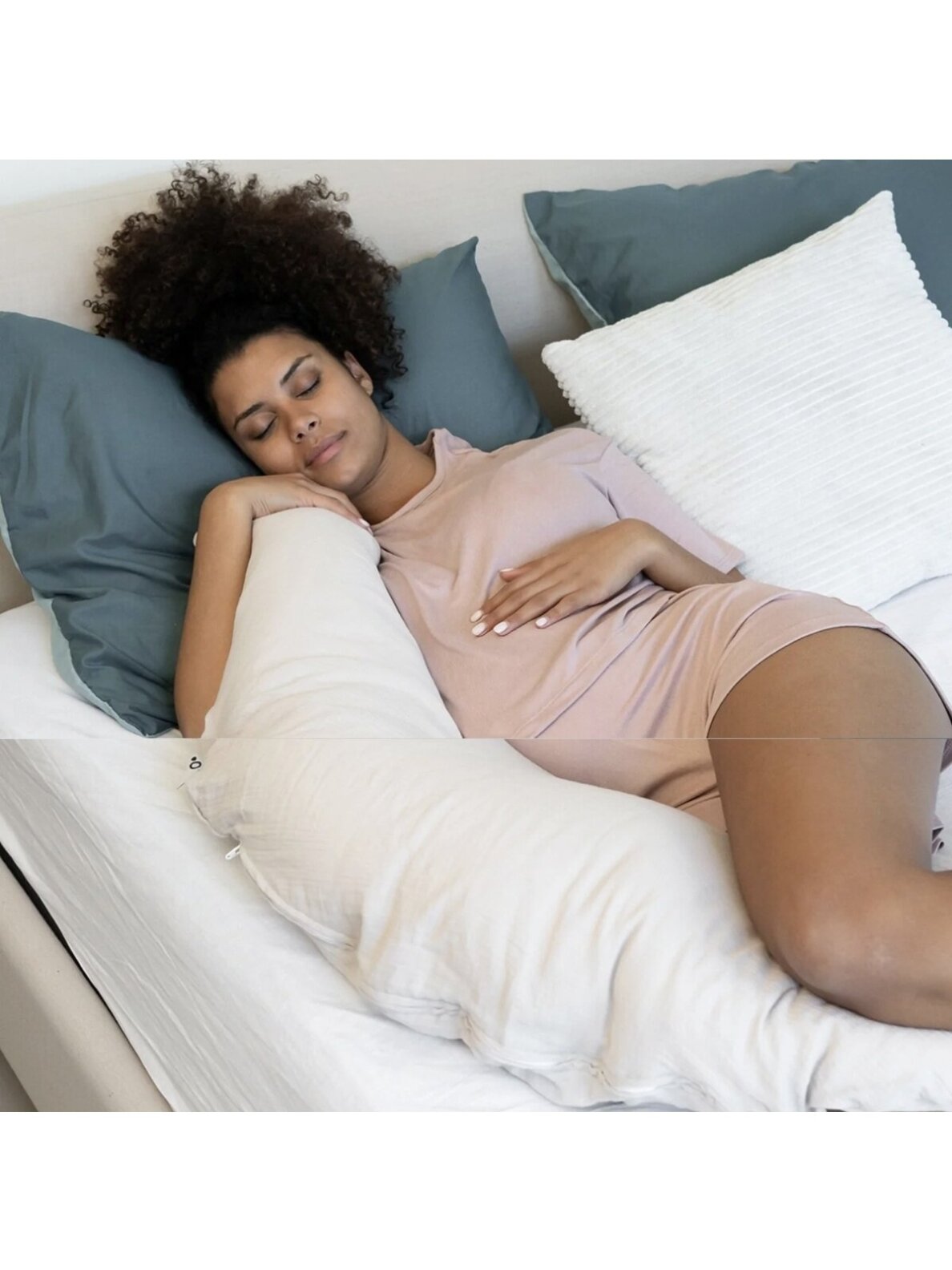 Comfy Big maternity pillow cover, doomoo (Tetra Almond) 1