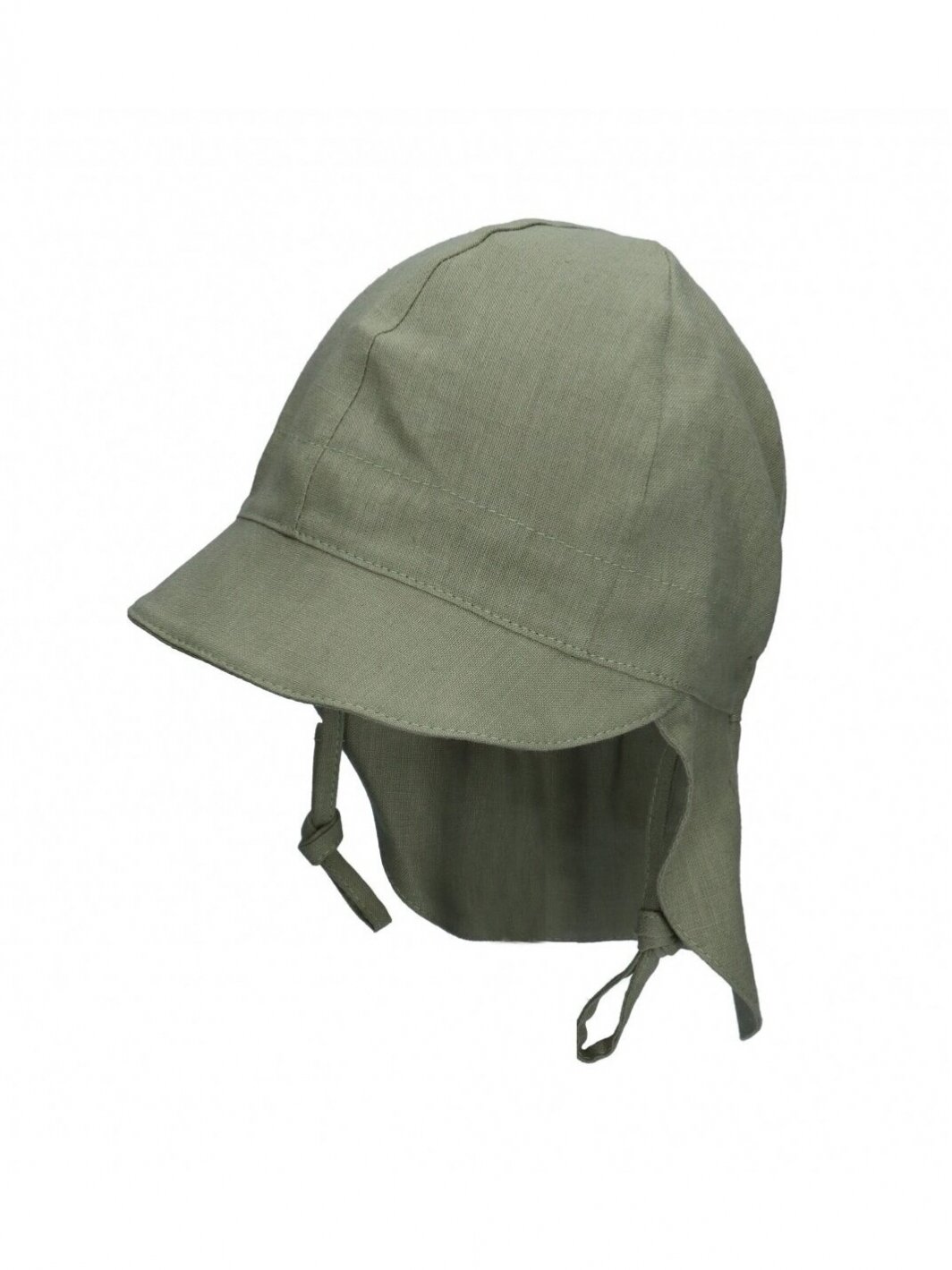 TuTu hat with neck protection made of natural linen (green) TuTu hat with neck protection made of natural linen (green)
