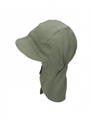 TuTu hat with neck protection made of natural linen (green) 1 TuTu hat with neck protection made of natural linen (green) 1