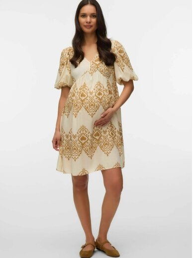 Viscose maternity dress MLZENISA Mama;licious (Birch/brown sugar) 1 Viscose maternity dress MLZENISA Mama;licious (Birch/brown sugar) 1