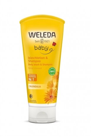 WELEDA BABY kliņģerīšu šampūns un mazgāšanās līdzeklis, 200 ml